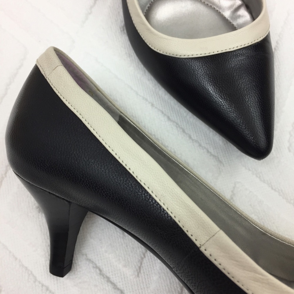 VTG Black White Kitten Heel Pumps 6